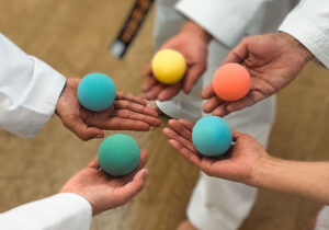 武道空手八島道場の稽古風景｜大船駅前教室｜一般部のボールを使った稽古の様子