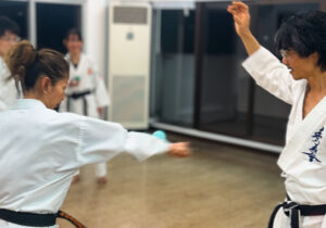 武道空手八島道場の稽古風景｜大船駅前教室｜一般部のボールを使った拳速を上げる稽古の様子