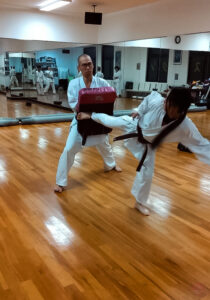 武道空手八島道場の稽古風景｜一般部の蹴り稽古