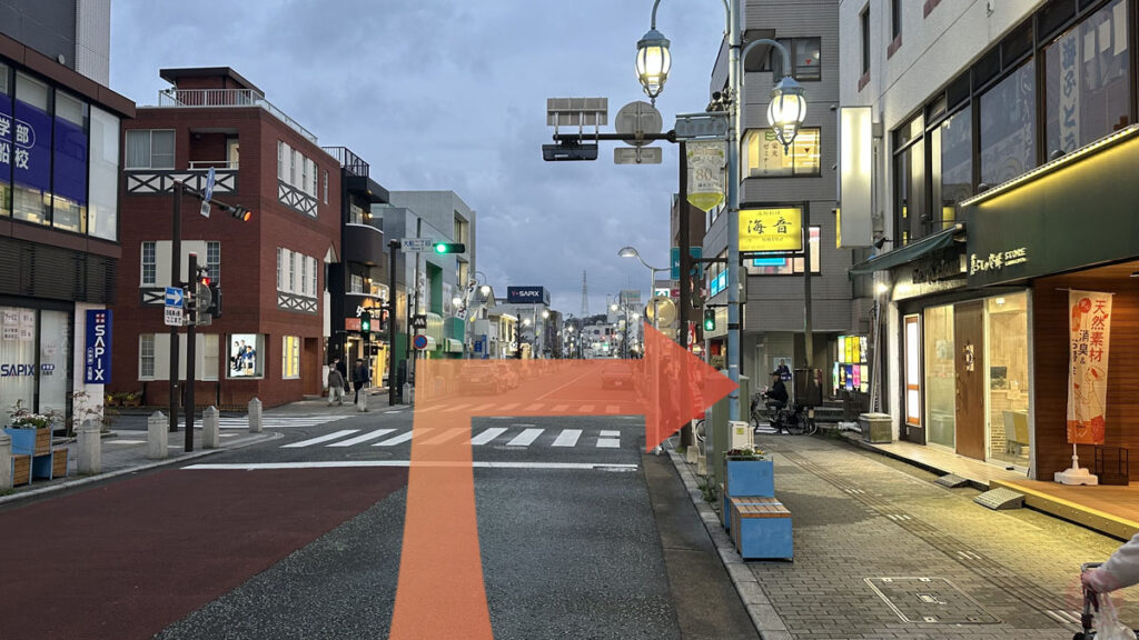 大船駅東口から武道空手八島道場への徒歩ルート案内5